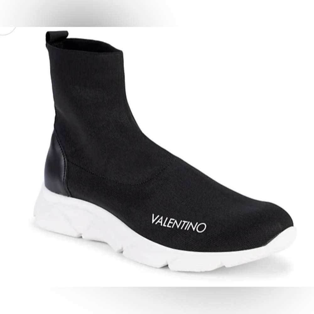 Valentino Black Sock Boots Sneakers Chunky Sole Logo Women Size 9